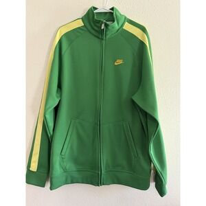 Nike Zip Front Athletic Jacket - XL- Green with Yellow Trim